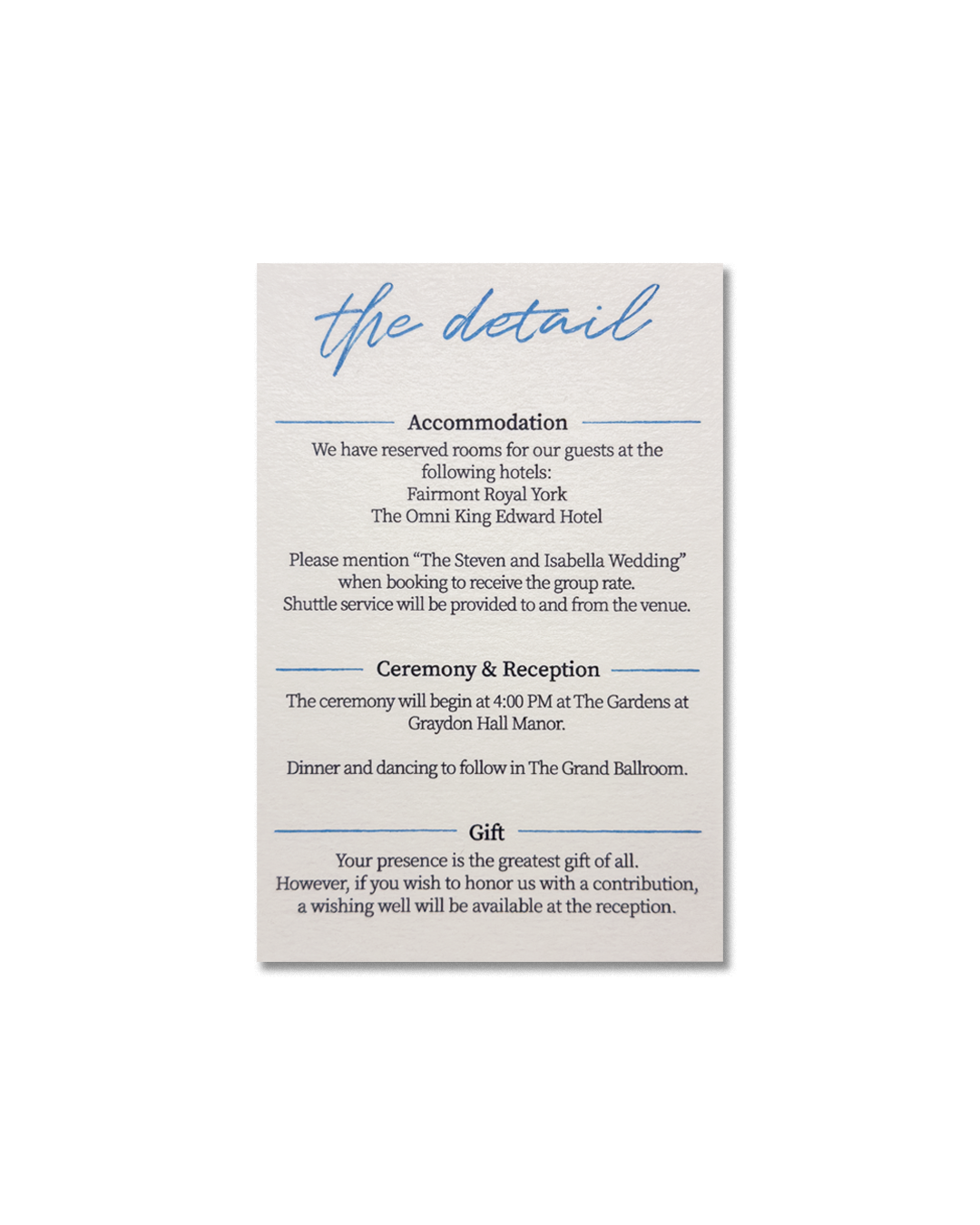 Movie Poster Theme Wedding Invitation – Details Card