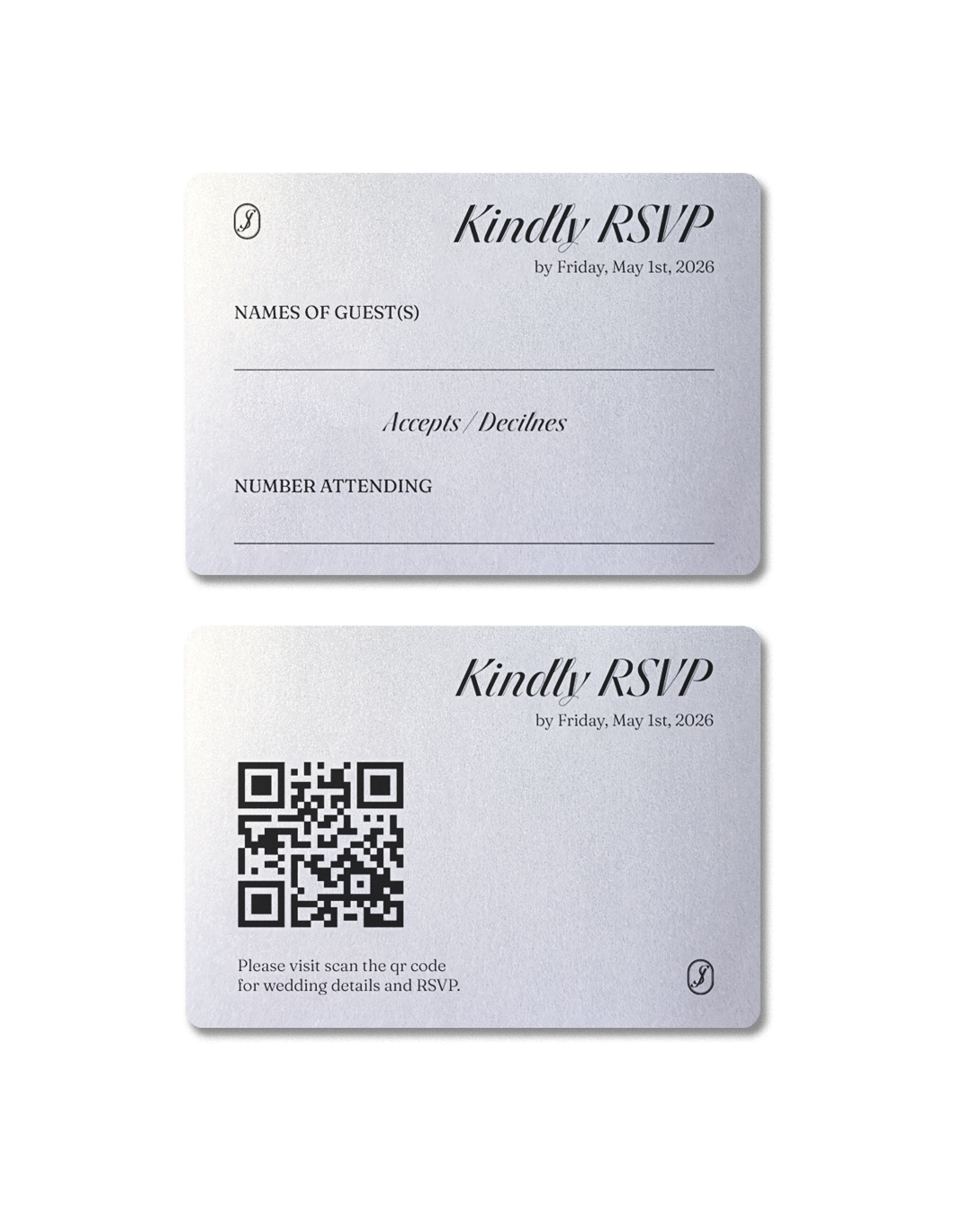 Shimmer White Wedding Invitation – RSVP