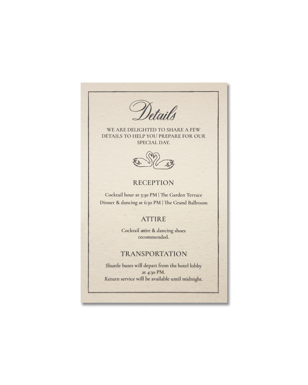 Vintage Lovely Wedding Invitation – Details Card